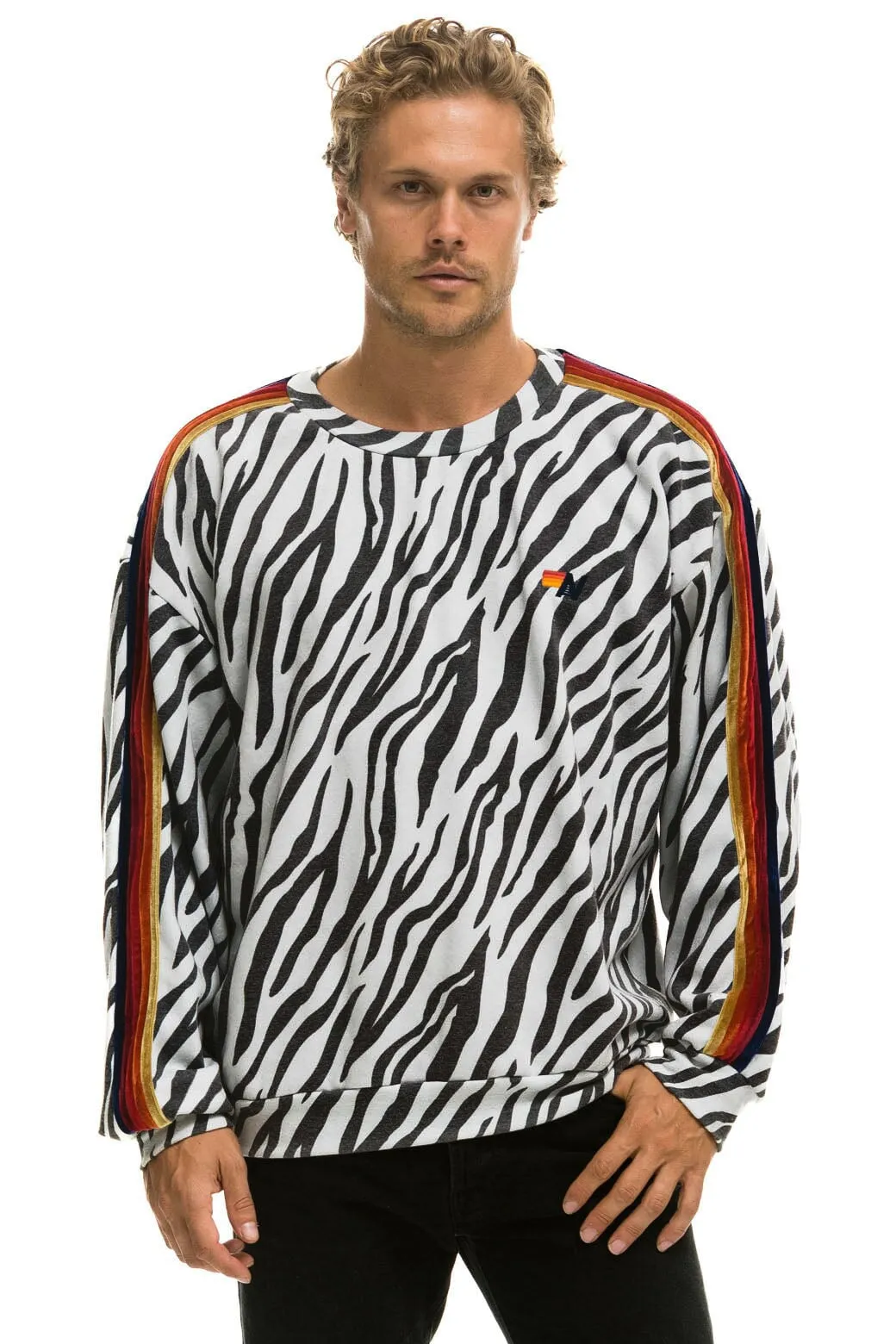 CLASSIC RELAXED FIT CREW SWEATSHIRT - ZEBRA