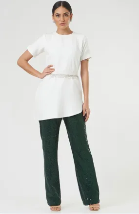 Classic White asymmetric Work top with belt