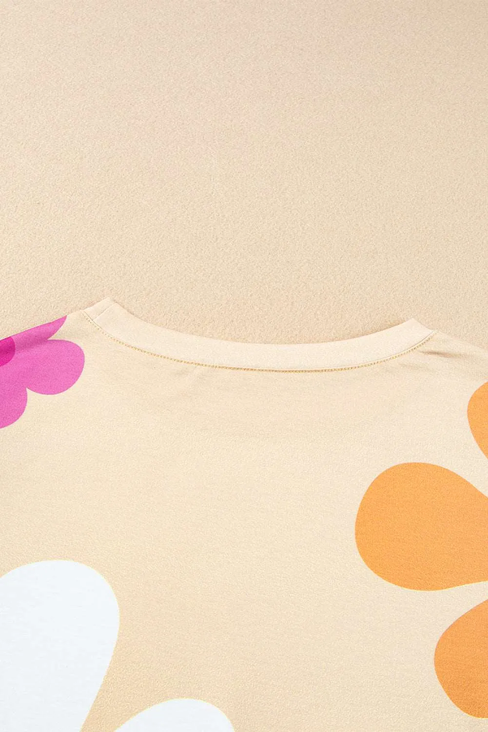 Colorful Flower Print Bubble Sleeve Tee – A Blooming Burst of Style