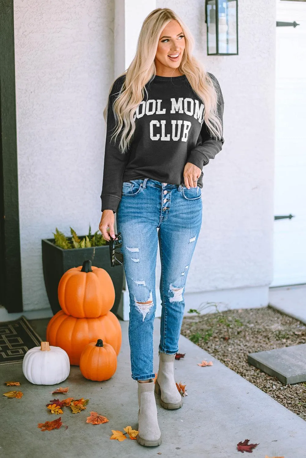 COOL MOM CLUB Round Neck Short Sleeve Sweatshirt