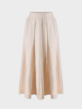 Cotton Pleated Skirt-Cream