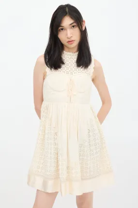 Cream Linen Eyelet Bustier Dress