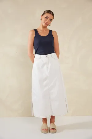 Dalton Denim Skirt - White