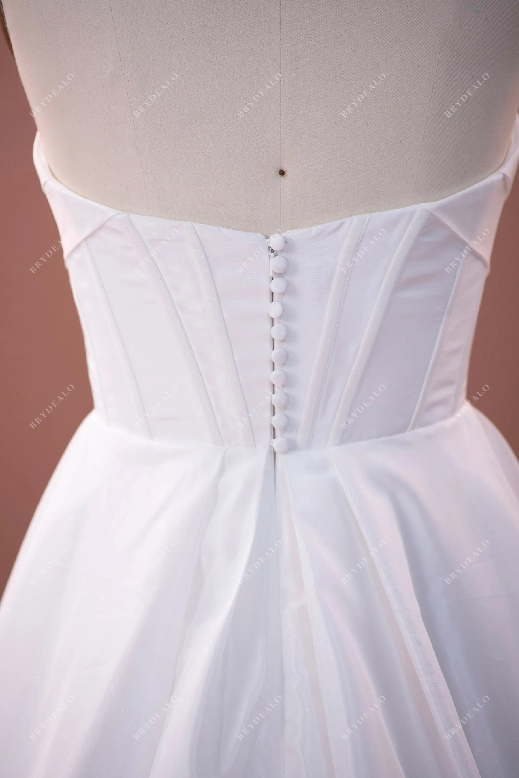 Designer Taffeta Ruched Strapless A-line Wedding Dress with Pockets