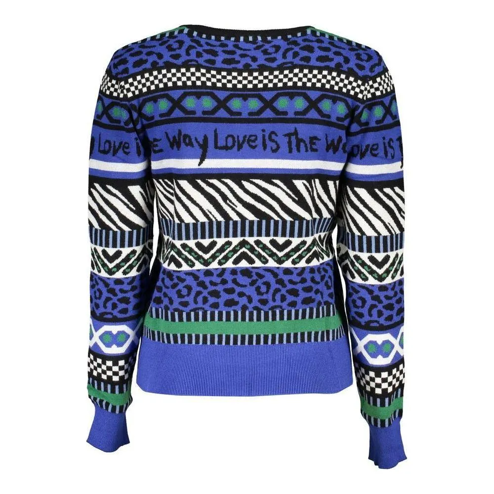 Desigual Elegant Crew Neck Sweater with Contrast Details