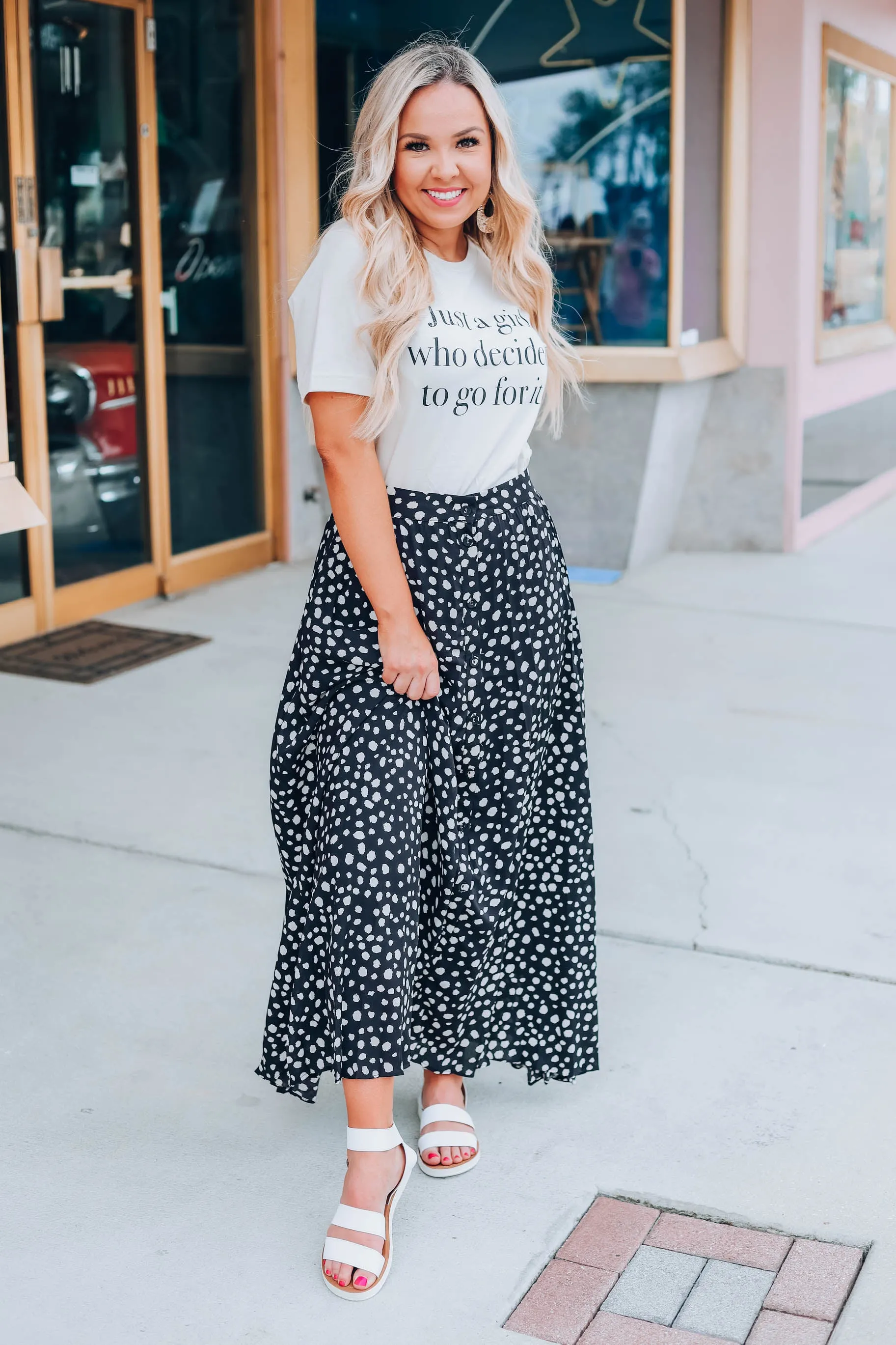 Dixie Polka Dot Maxi Skirt - Black