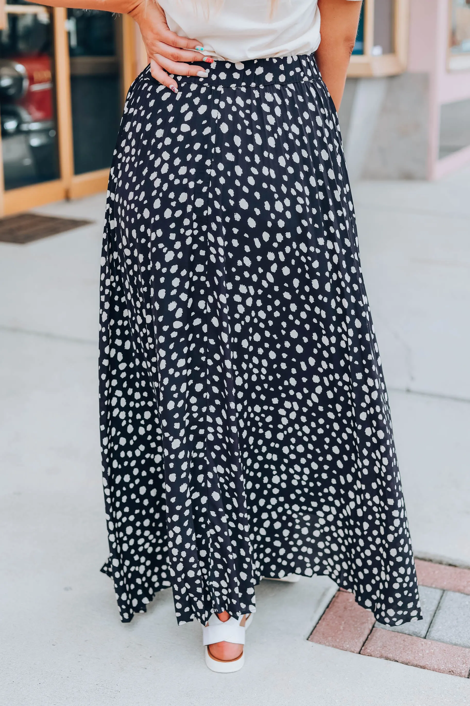 Dixie Polka Dot Maxi Skirt - Black