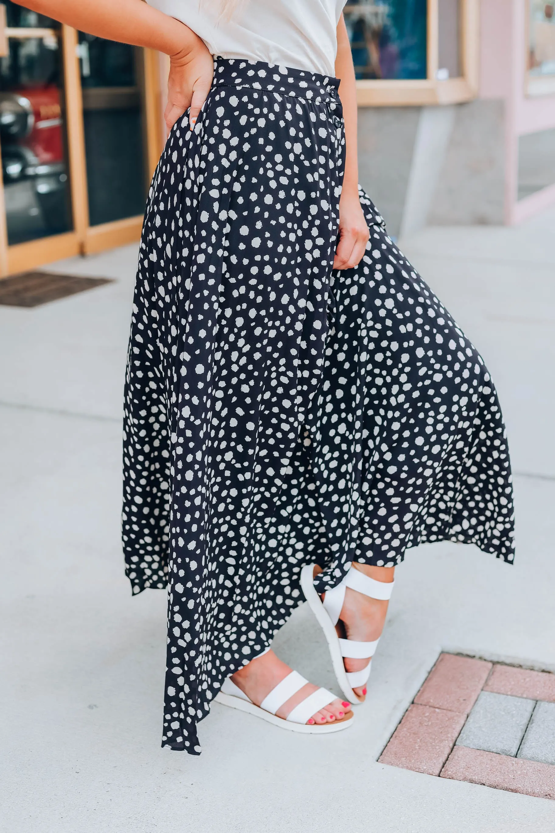 Dixie Polka Dot Maxi Skirt - Black