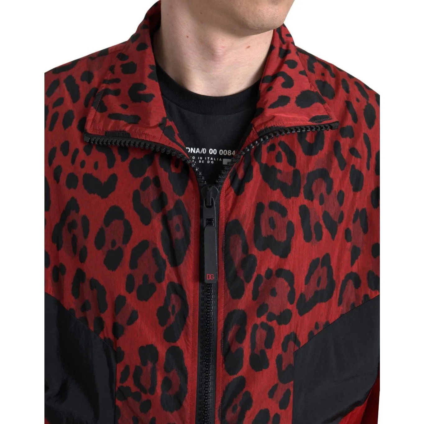 Dolce & Gabbana Red Leopard Zip Sweater Jacket