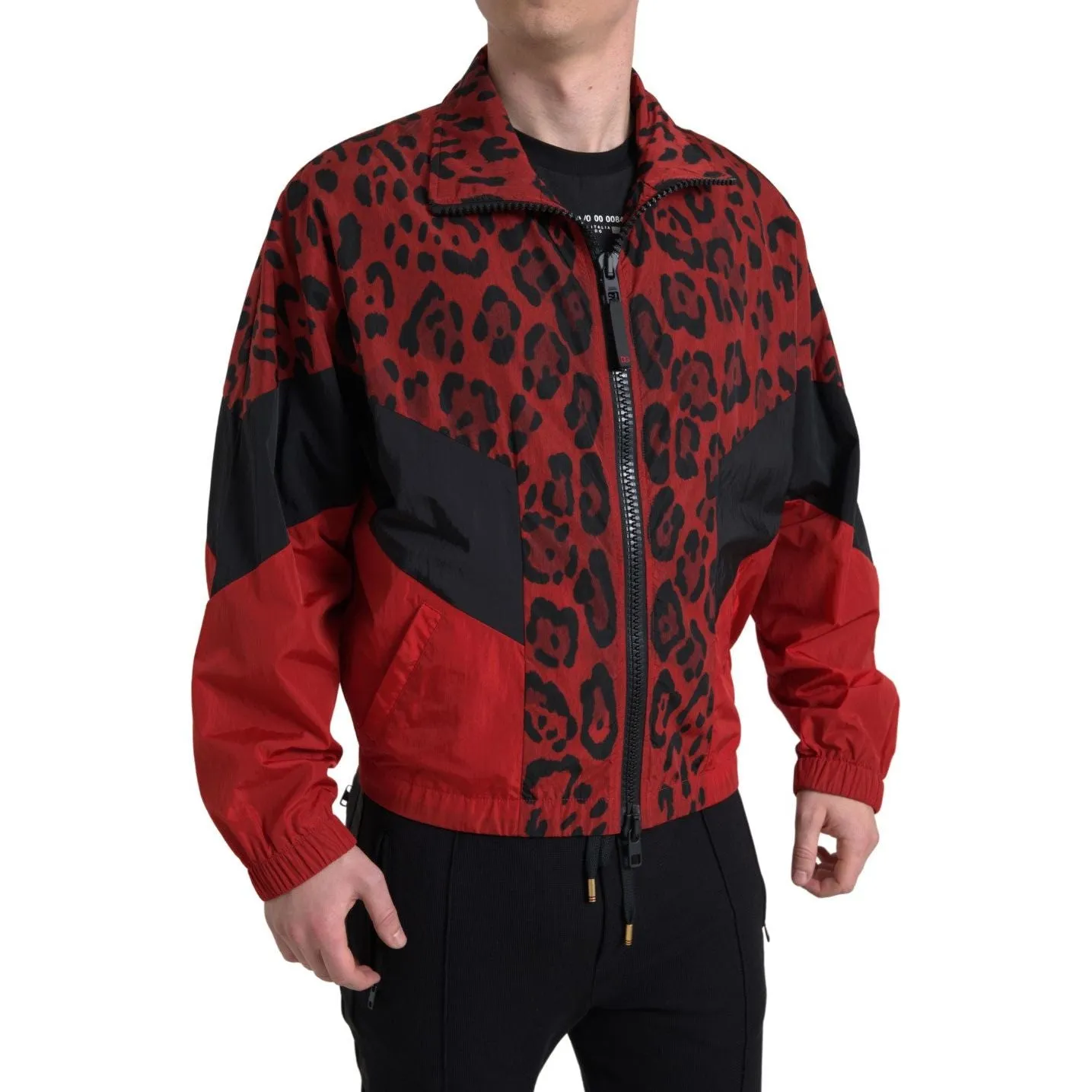 Dolce & Gabbana Red Leopard Zip Sweater Jacket