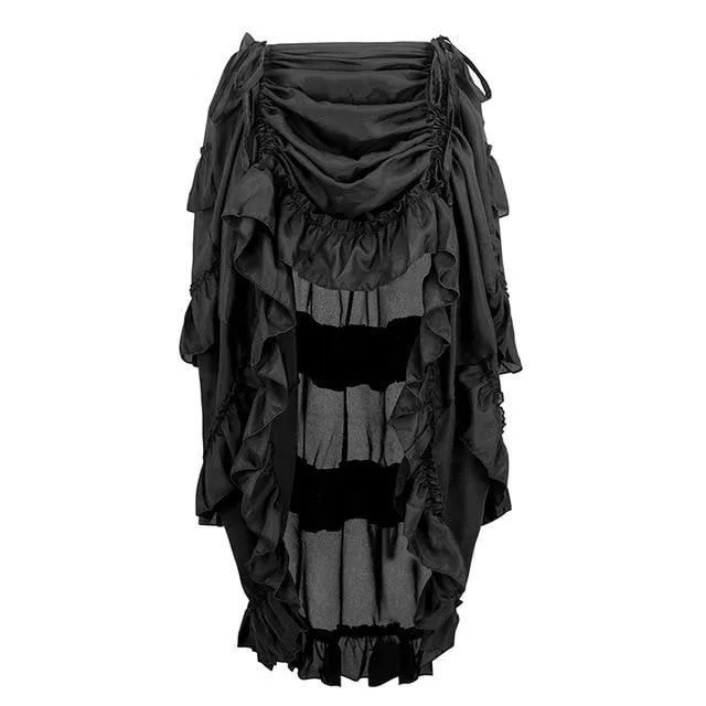 Elastic Pleated Long Asymmetrical Skirt