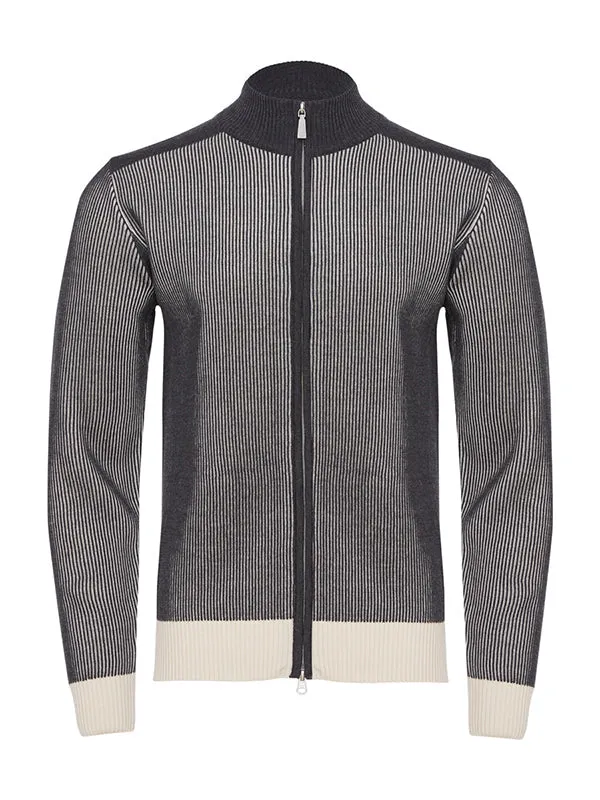 Emanuel Berg Luxury Zip Cardigan in Light Grey