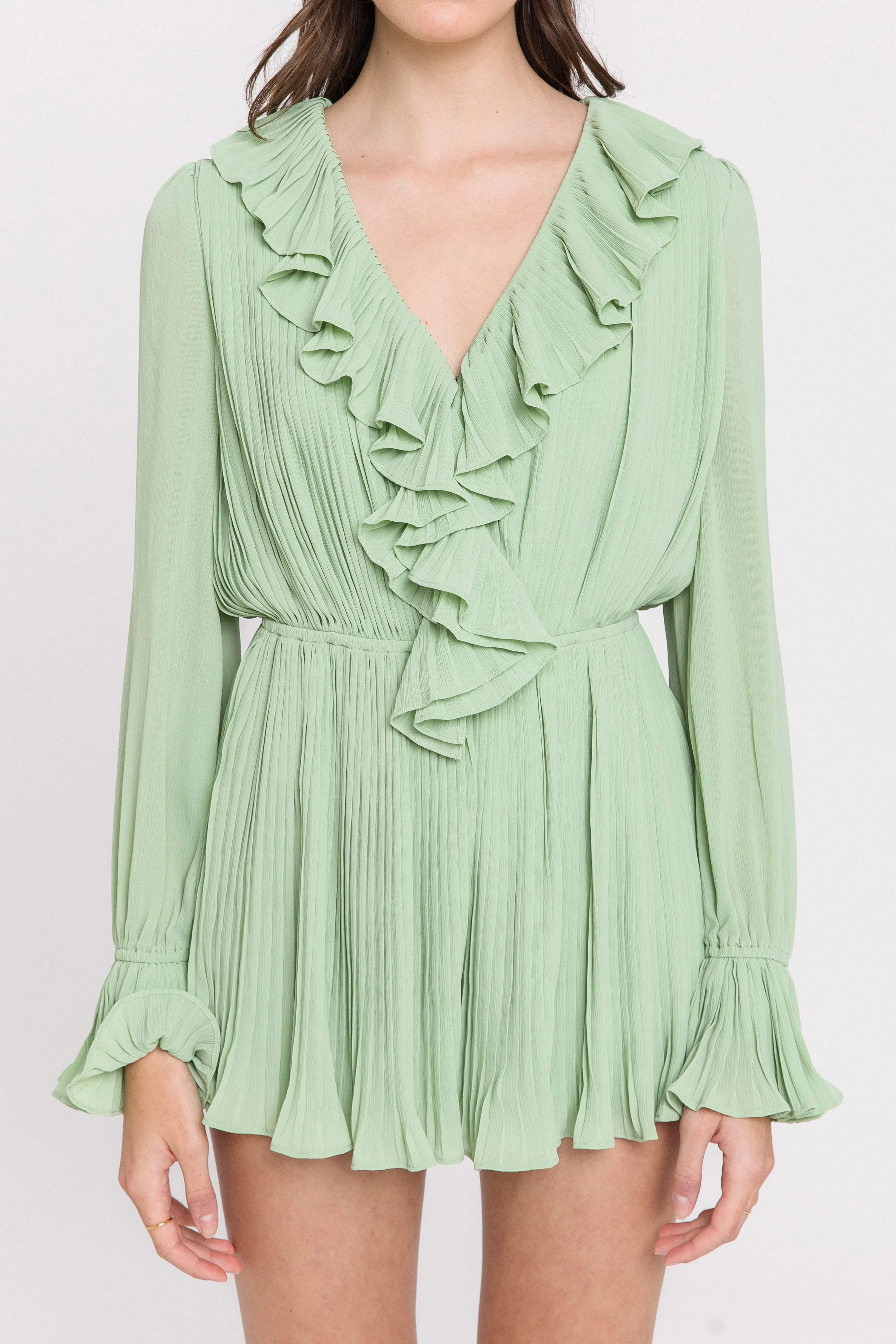 Endless Rose - Ruffled V-neck Romper