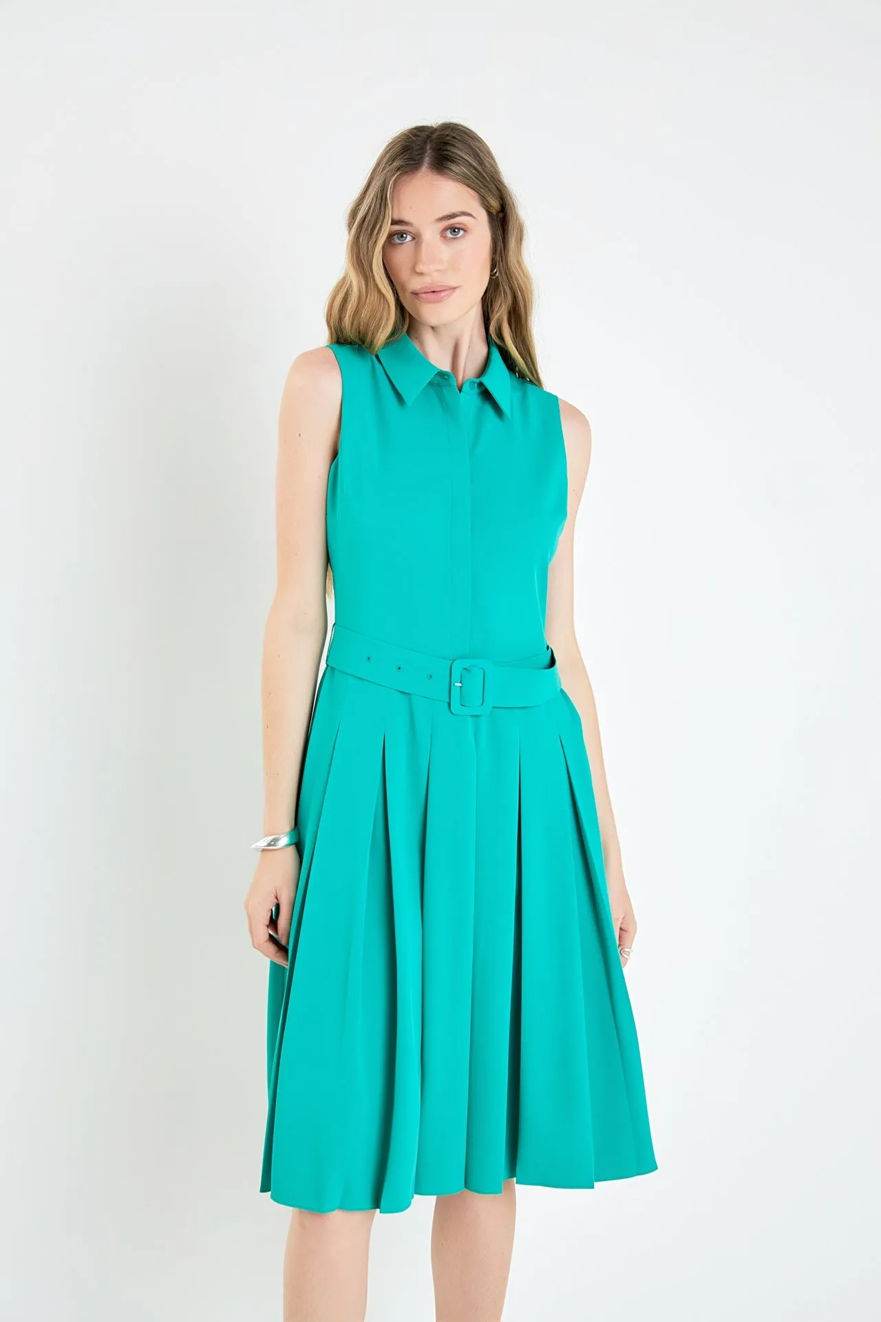 English Factory - Sleeveless Pleated Midi Dress