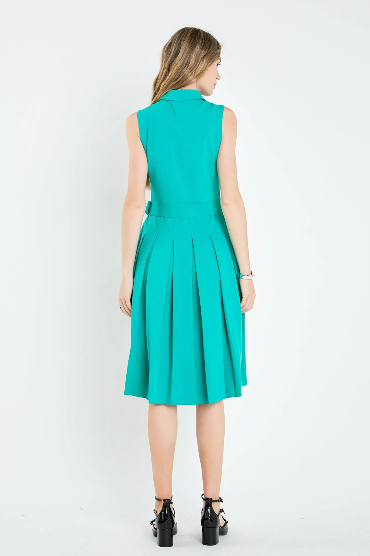 English Factory - Sleeveless Pleated Midi Dress