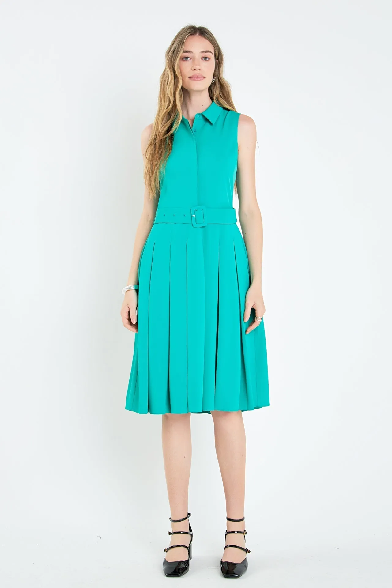 English Factory - Sleeveless Pleated Midi Dress