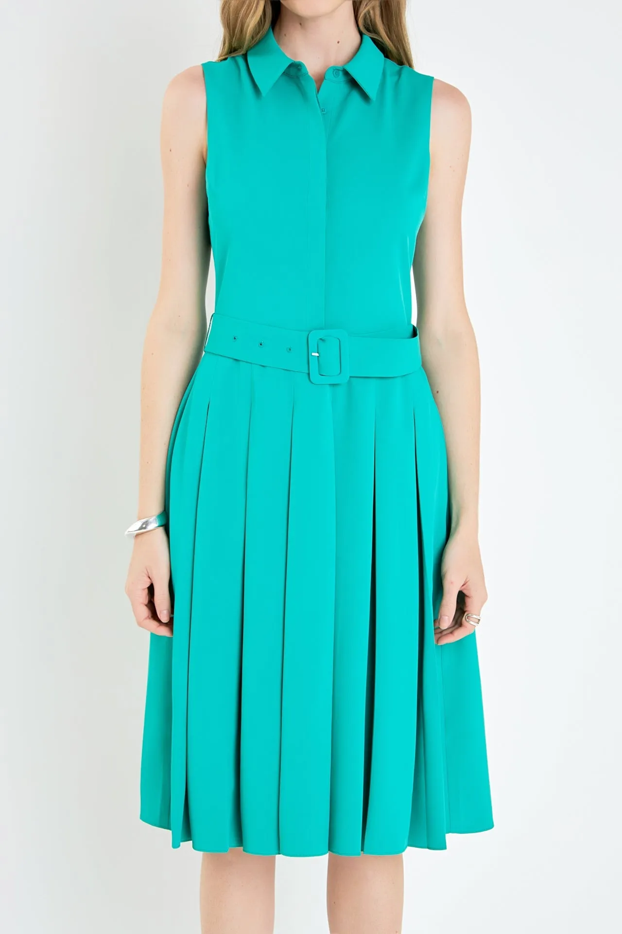 English Factory - Sleeveless Pleated Midi Dress