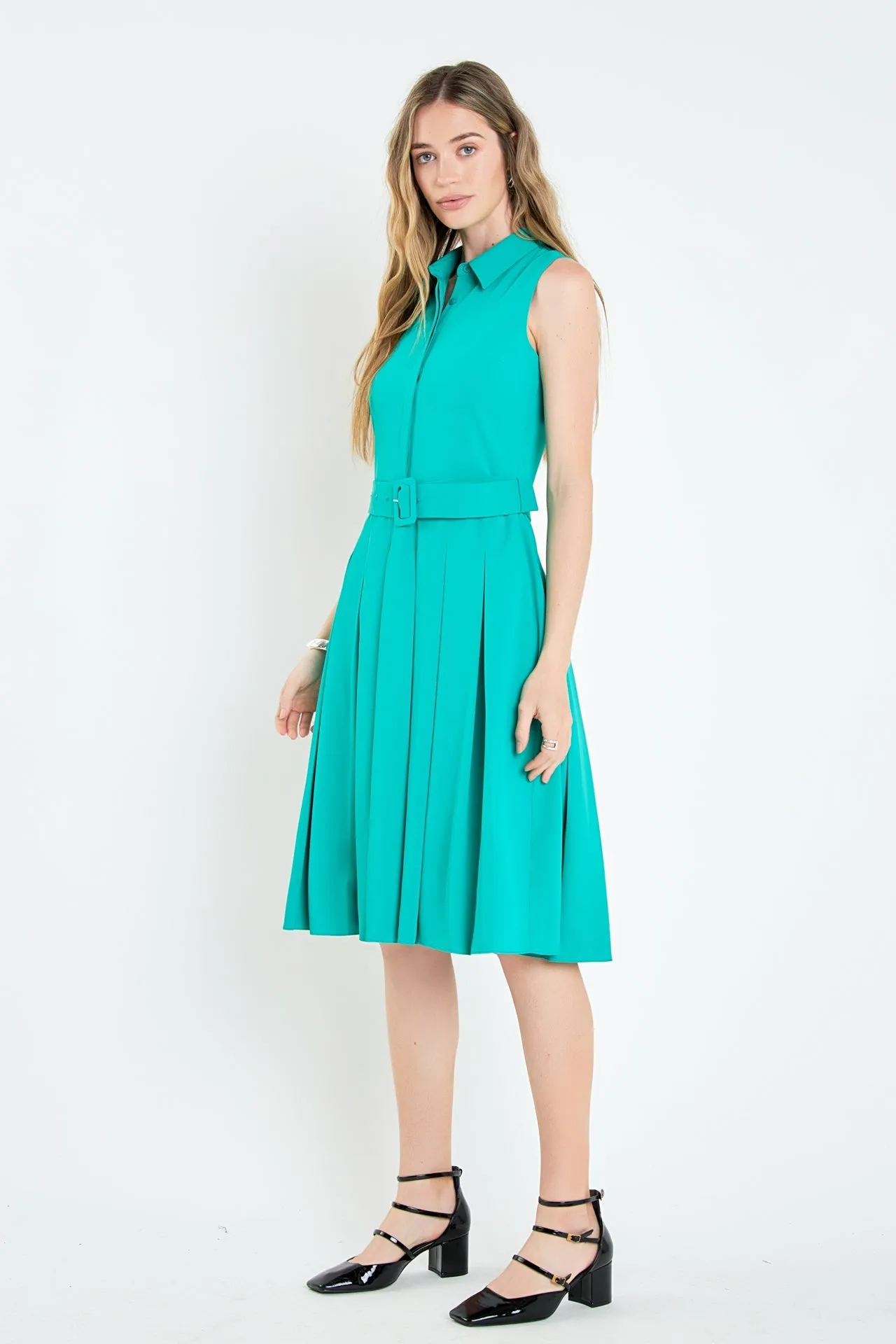 English Factory - Sleeveless Pleated Midi Dress