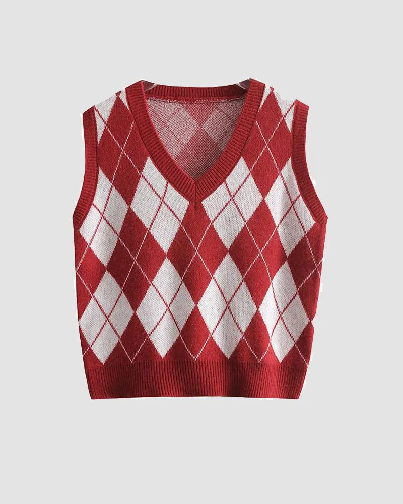 Esthea Argyle Sweater Vest