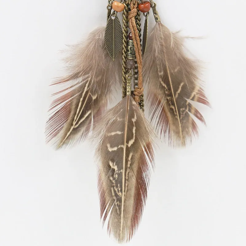 Ethnic Long Chain Feather Pendant Dream Catcher