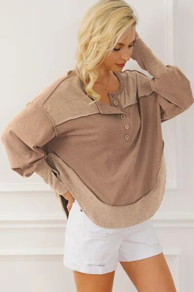 Exposed Seam Dropped Shoulder Sweatshirt