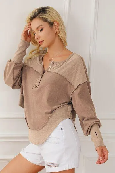 Exposed Seam Dropped Shoulder Sweatshirt