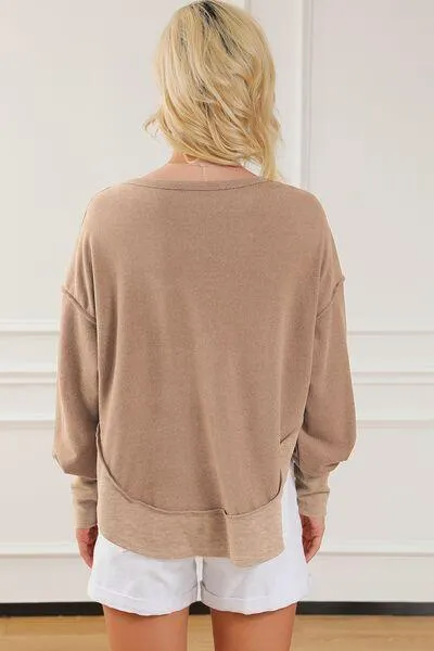 Exposed Seam Dropped Shoulder Sweatshirt