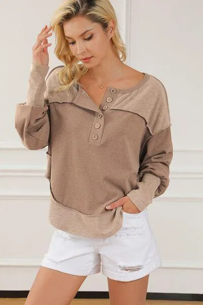 Exposed Seam Dropped Shoulder Sweatshirt