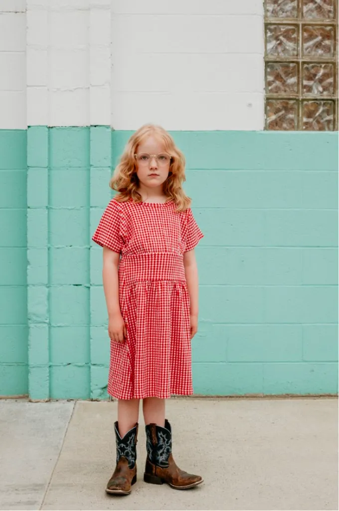 Fish & kids dress red vichy