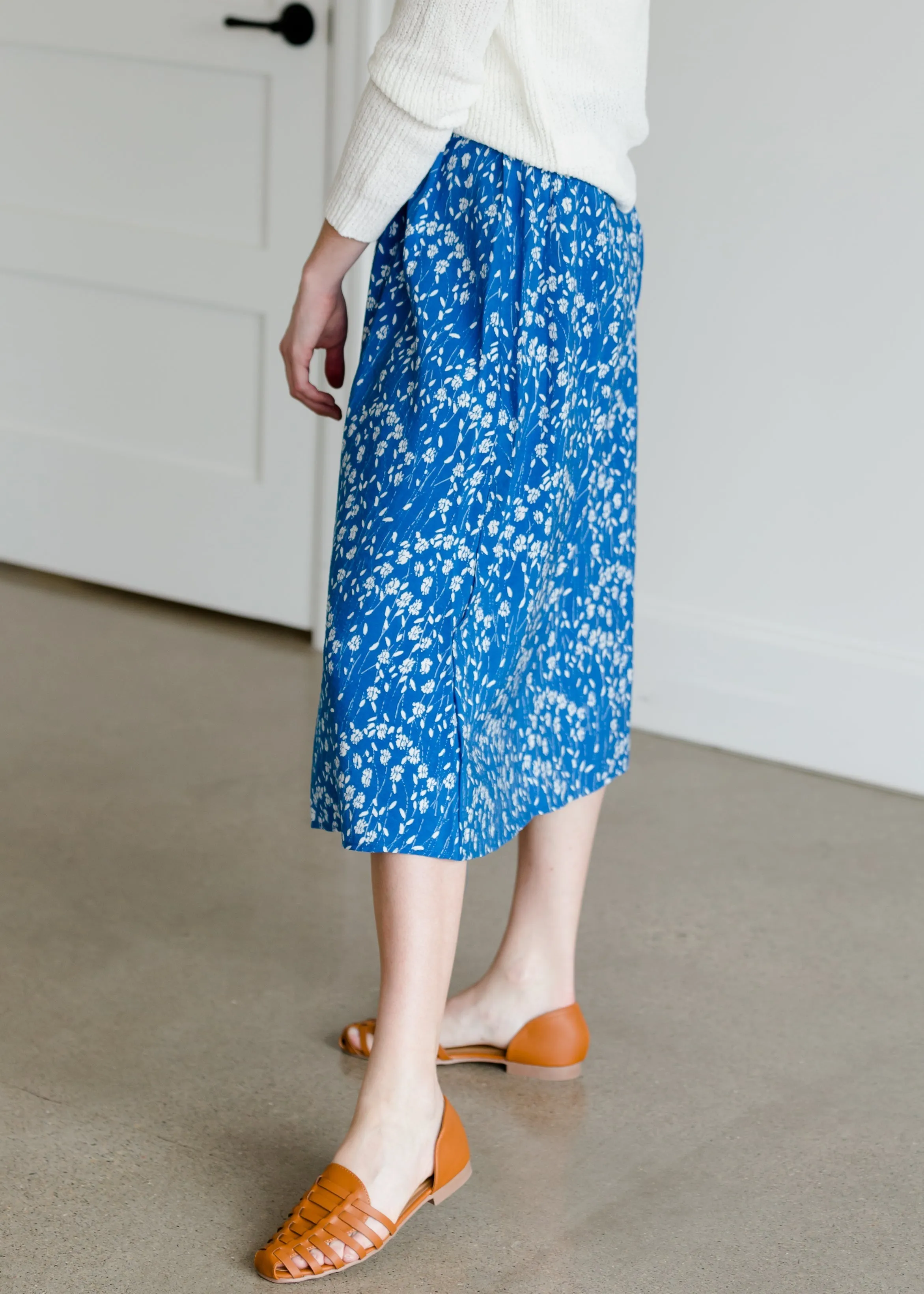 Floral Button Detail Midi Skirt - FINAL SALE