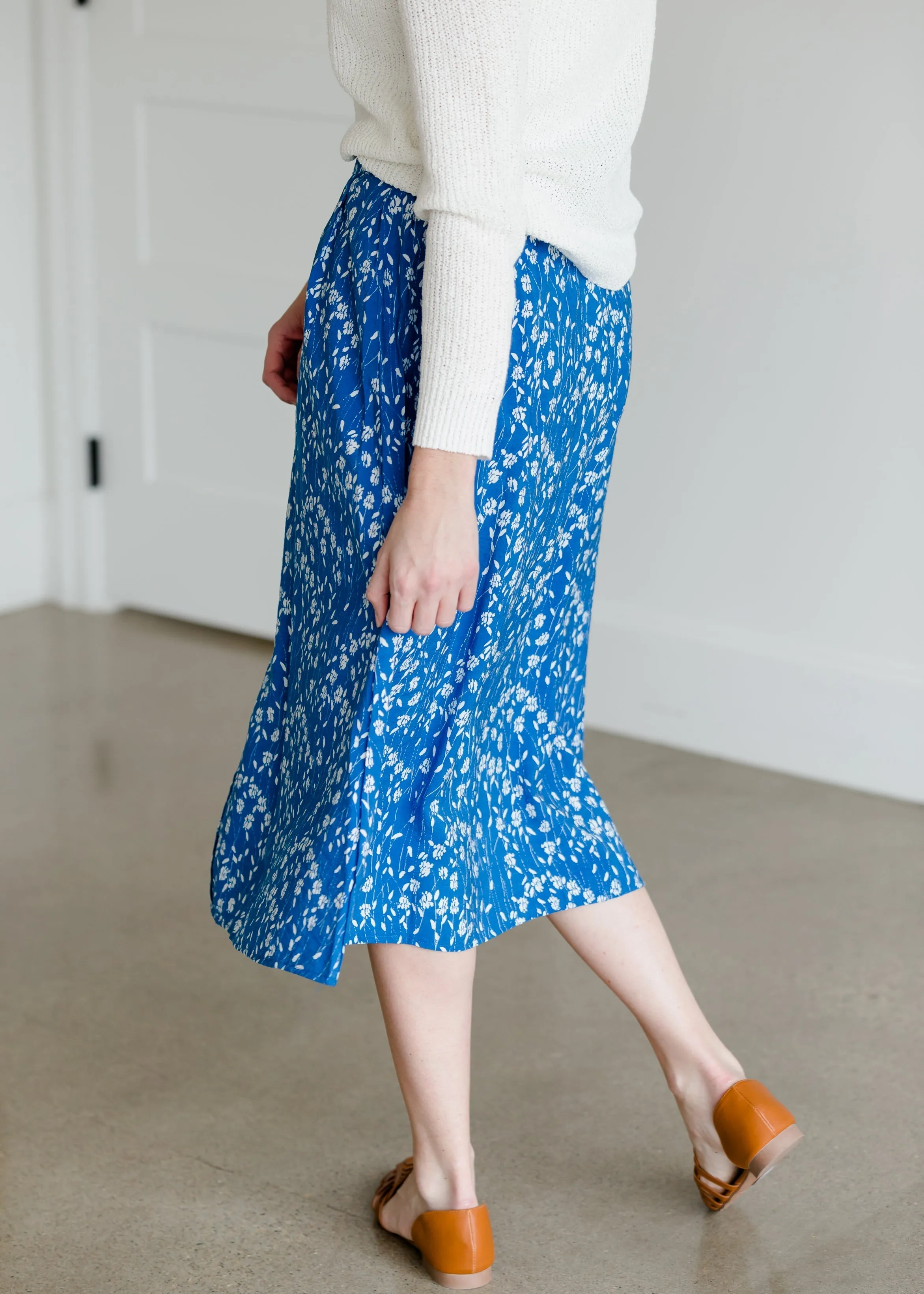 Floral Button Detail Midi Skirt - FINAL SALE