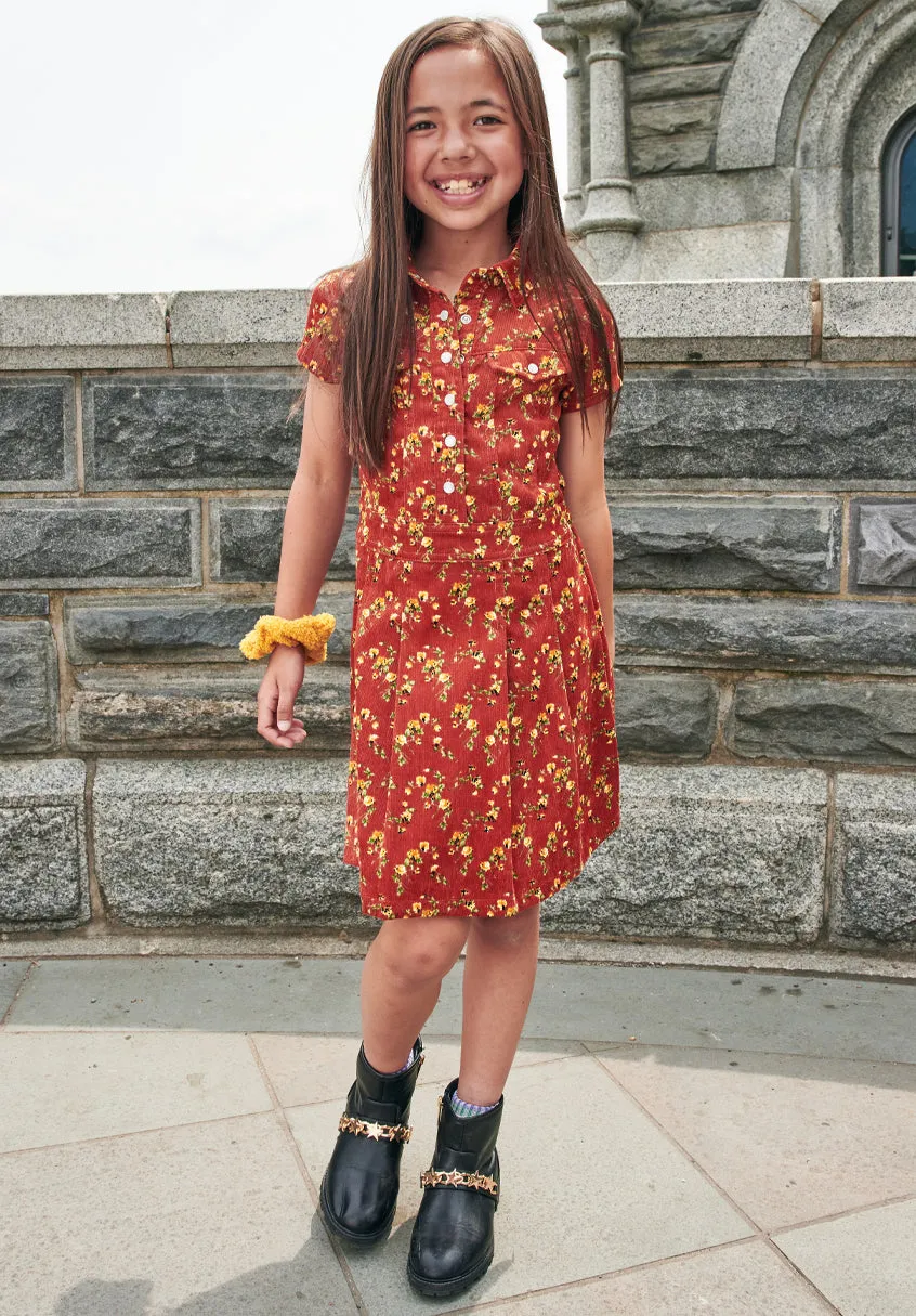 Floral Cord Shirt Dress