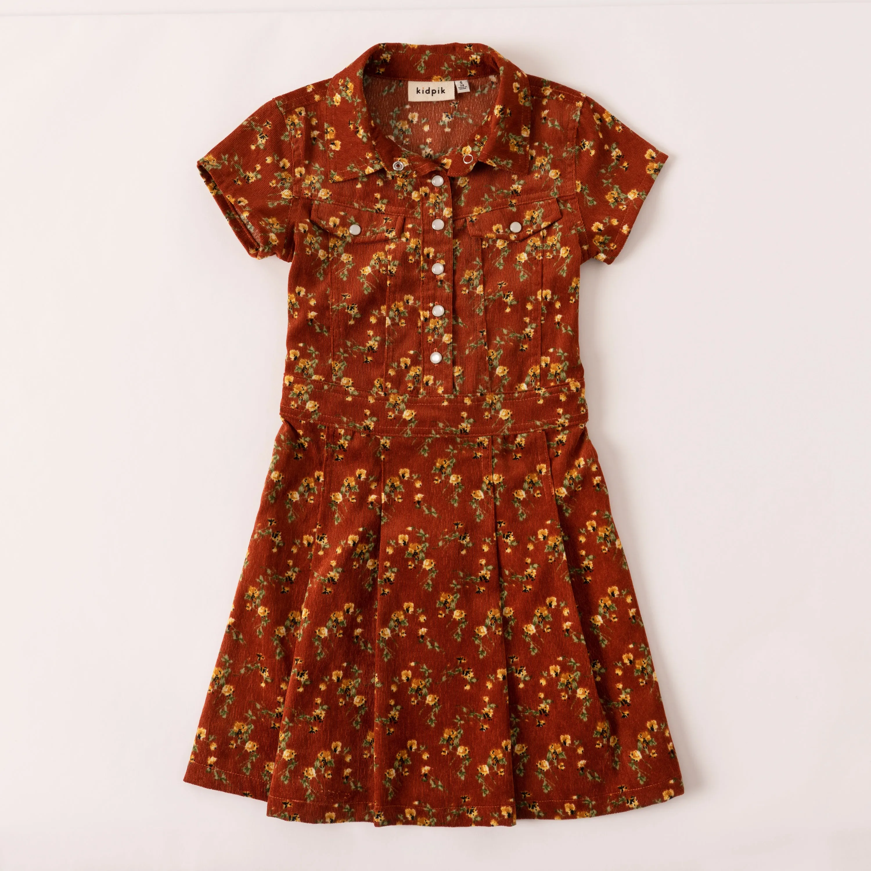 Floral Cord Shirt Dress