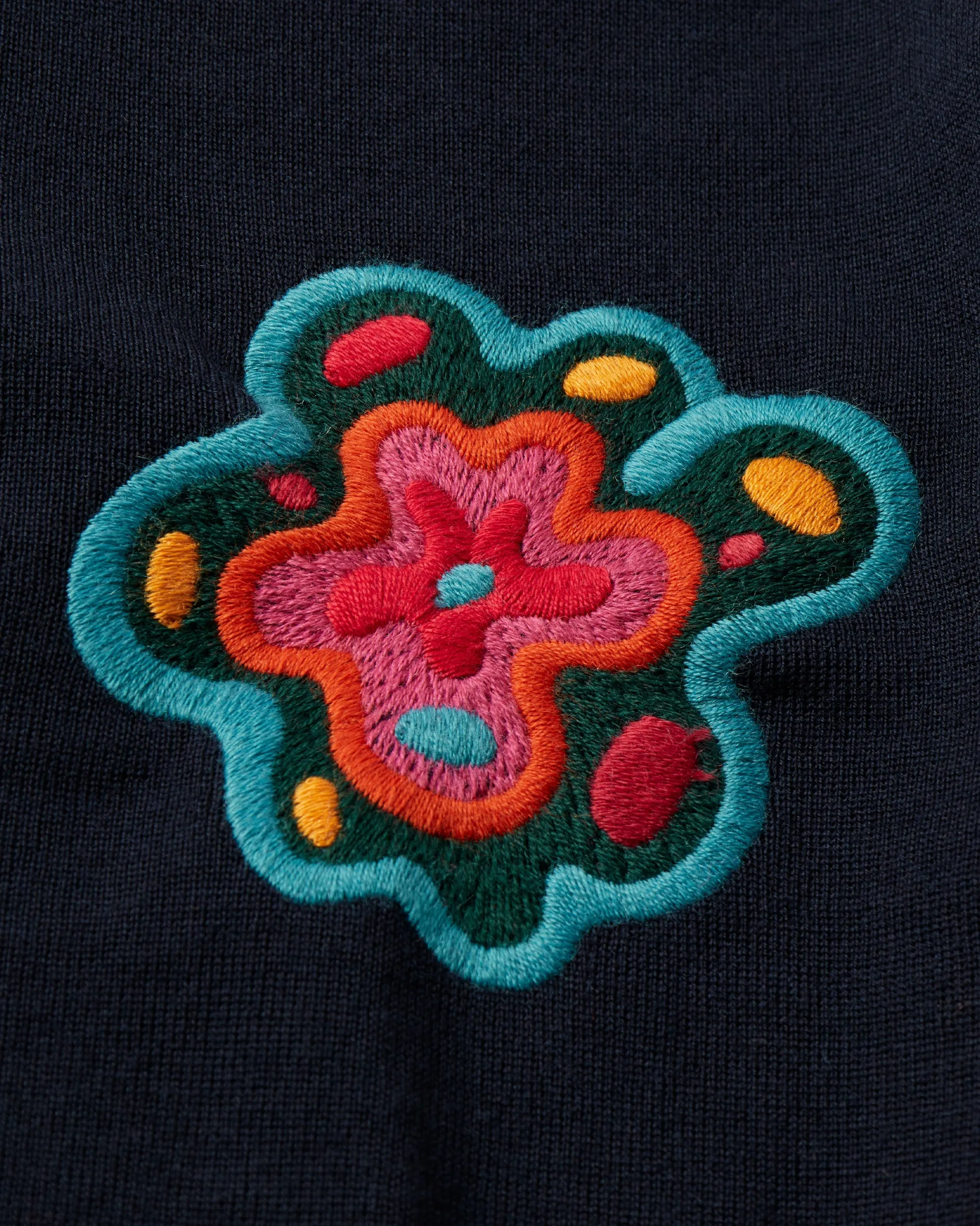 Flower blob knitted polo pullover