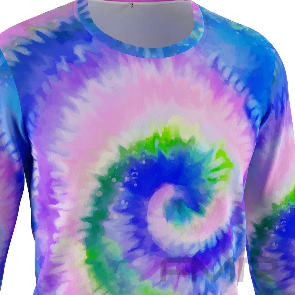 FMR Men's Blue Tie-Dye Long Sleeve Running Shirt