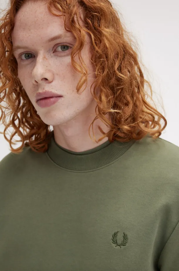 Fred Perry Crew Neck Sweatshirt/Laurel Wreath Green - New AW24