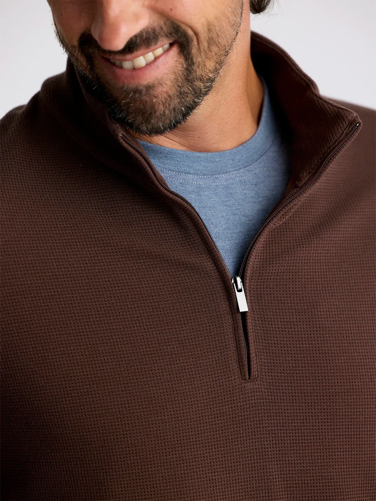 Free Fly Men's Waffle Quarter Zip in Chestnut