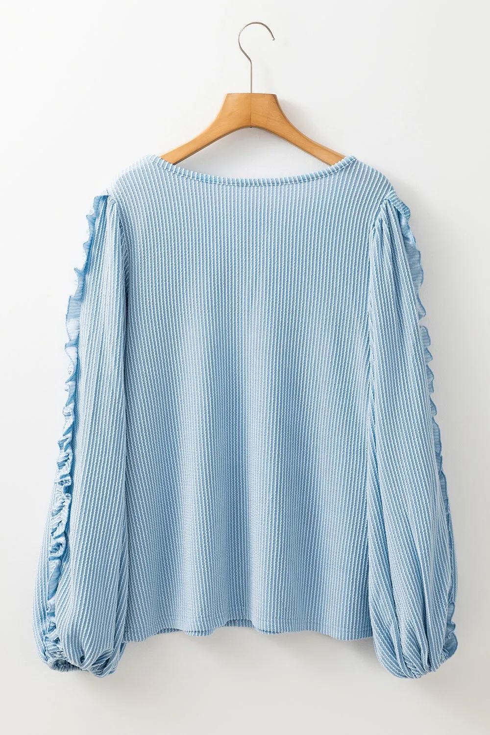 Frill Texture Round Neck Long Sleeve Sweatshirt