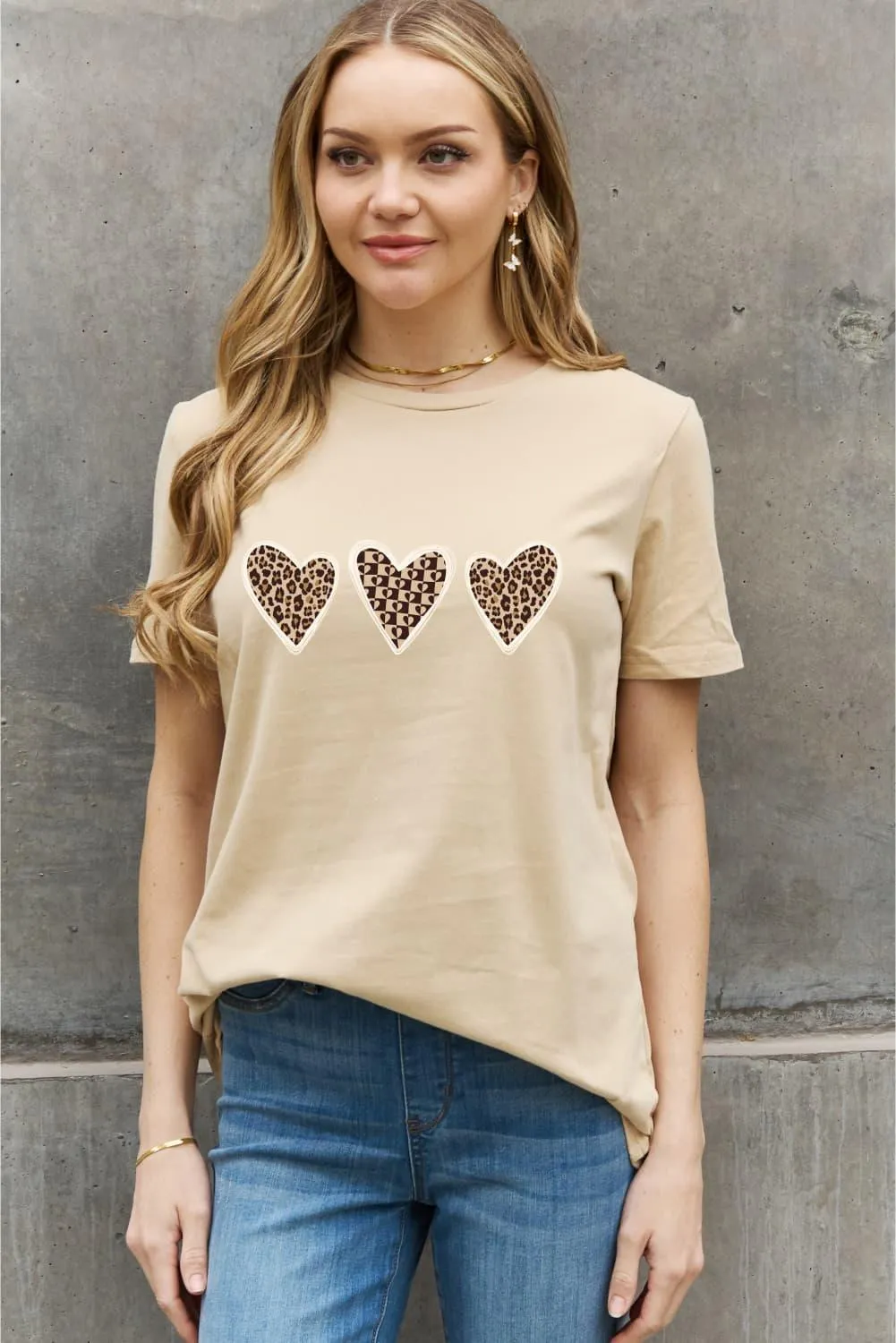 Full Size Heart Graphic Cotton Tee