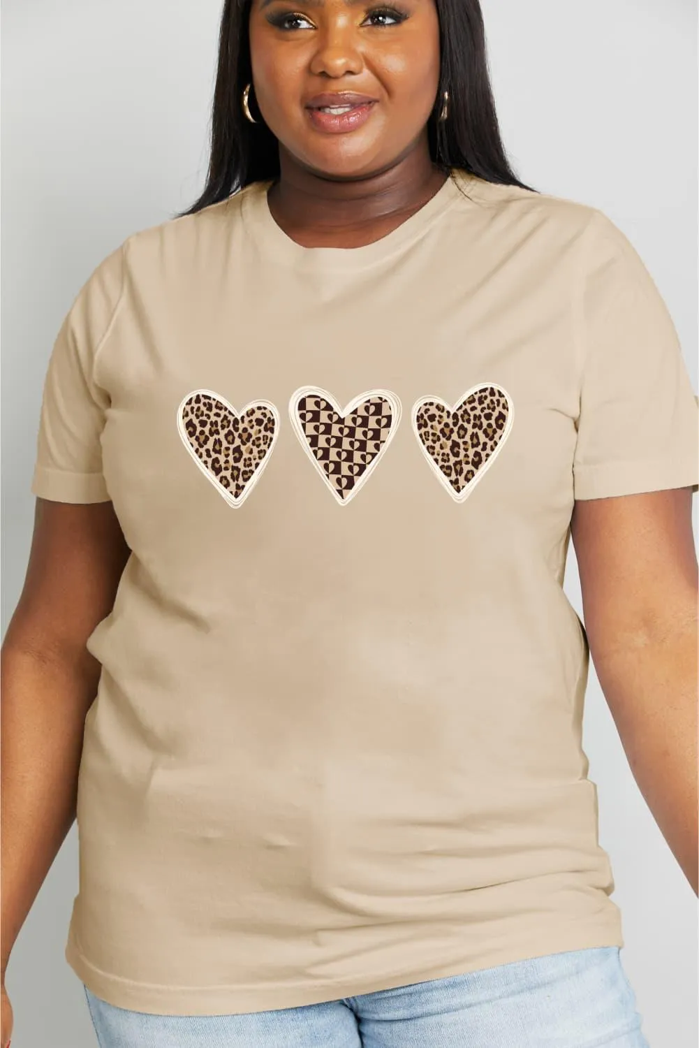 Full Size Heart Graphic Cotton Tee