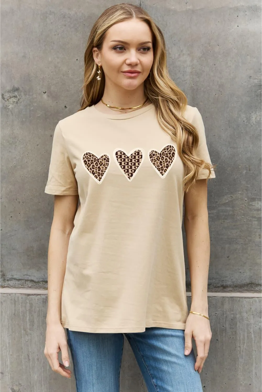 Full Size Heart Graphic Cotton Tee