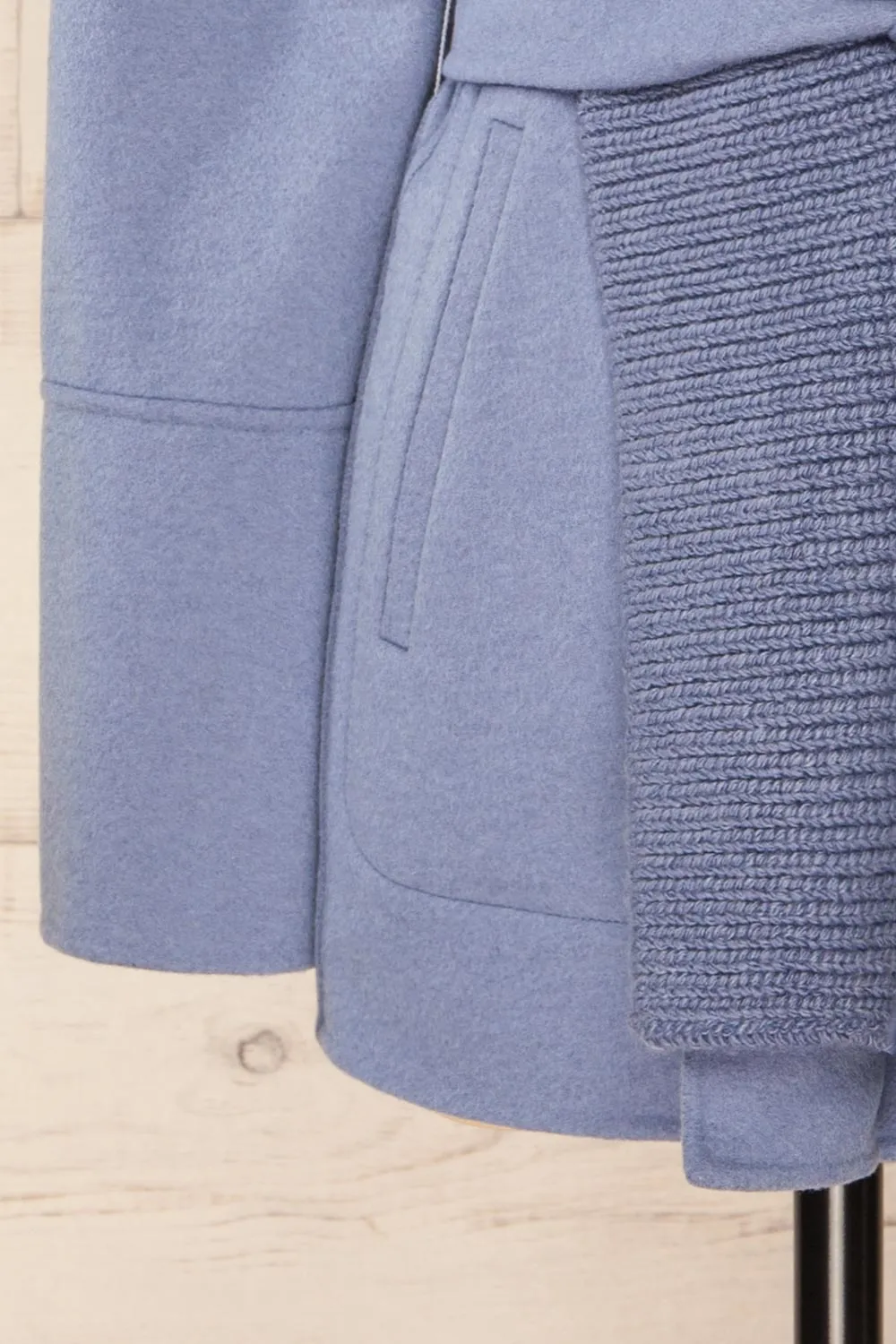 Gabby Blue | Mid-Length Wool Coat w/ Belt