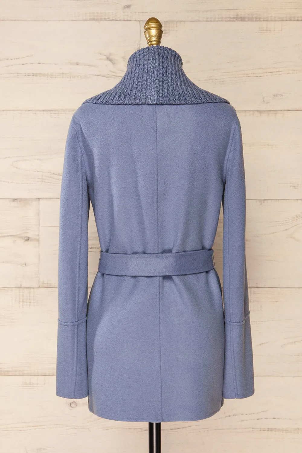 Gabby Blue | Mid-Length Wool Coat w/ Belt