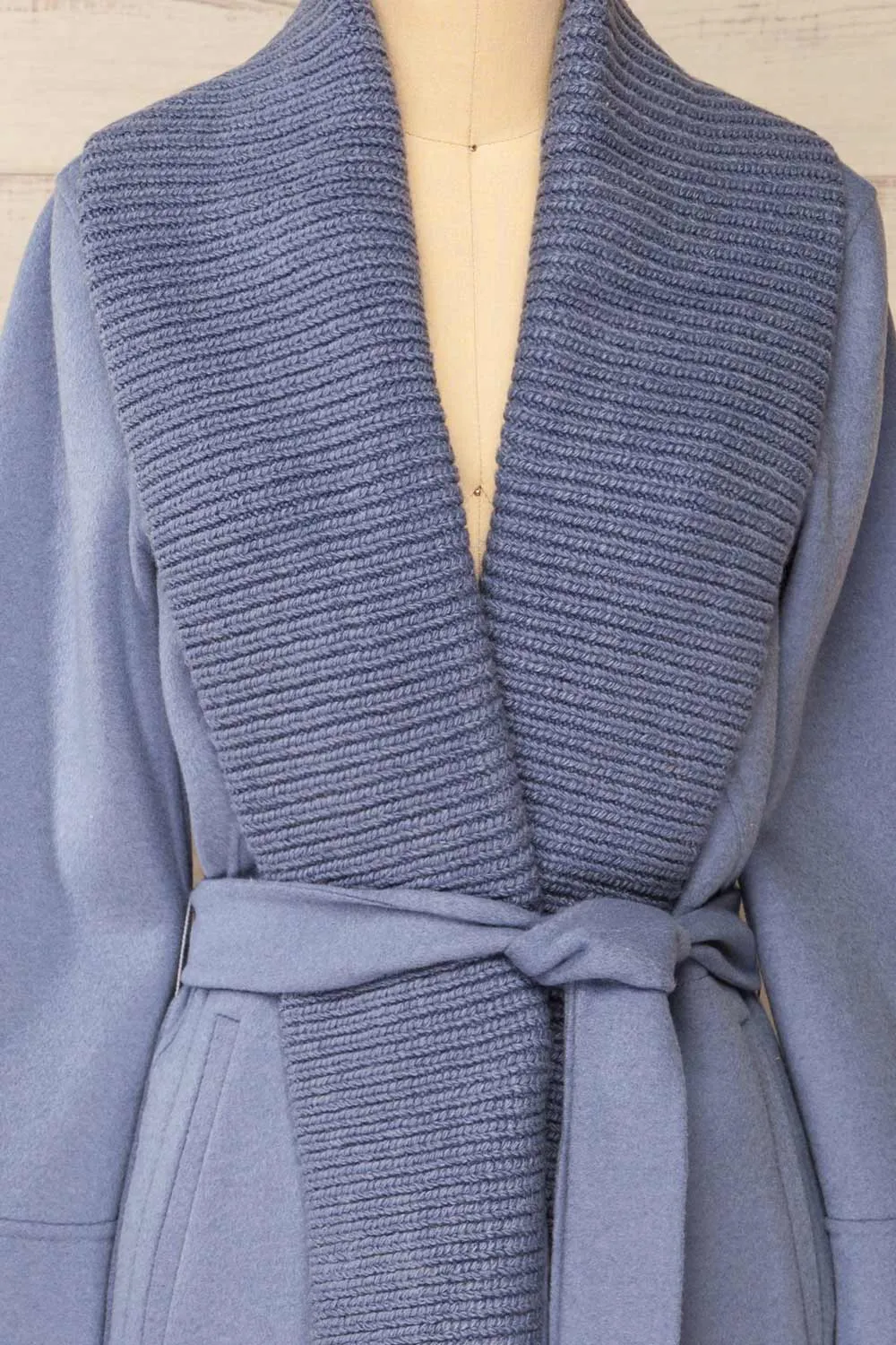 Gabby Blue | Mid-Length Wool Coat w/ Belt