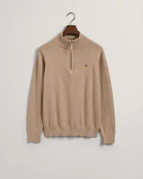 Gant - Classic Cotton Half Zip, Sand Melange