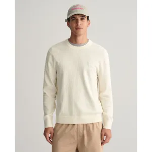 GANT Textured Cotton Crew Neck Sweater 8050196 Cream