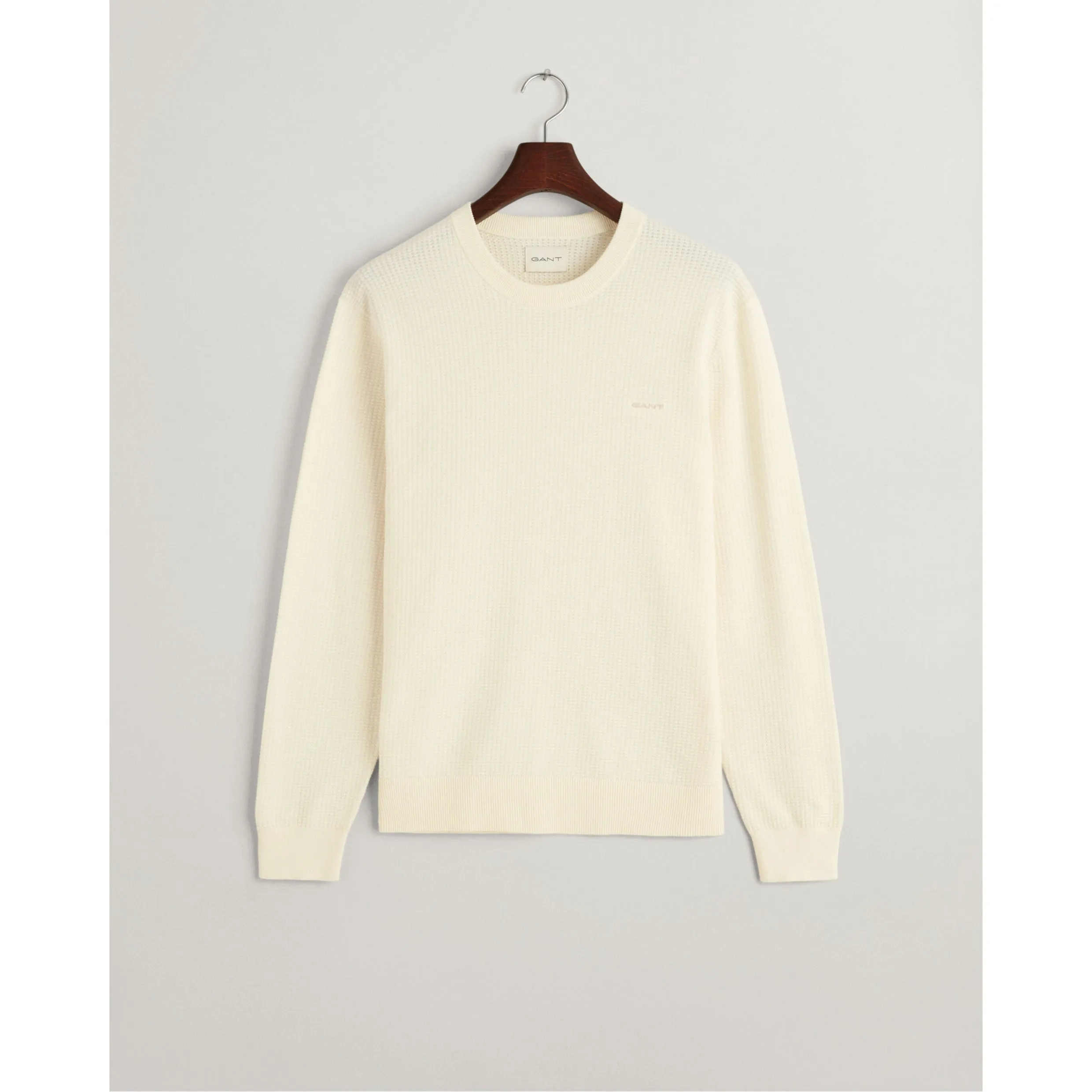 GANT Textured Cotton Crew Neck Sweater 8050196 Cream