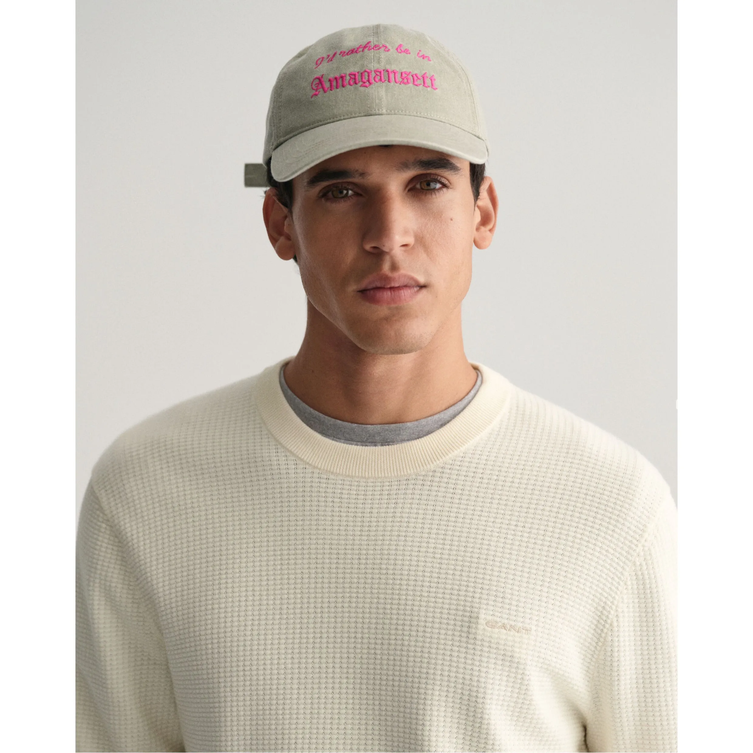 GANT Textured Cotton Crew Neck Sweater 8050196 Cream