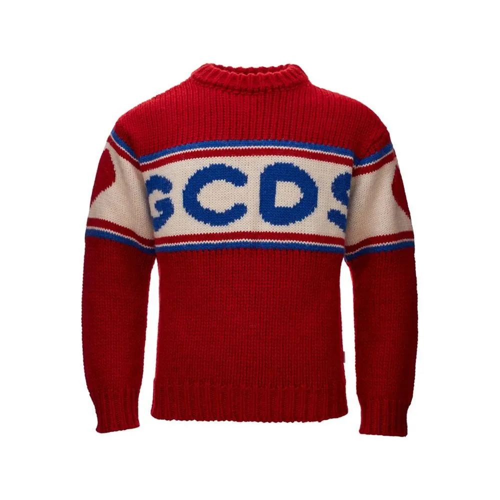 GCDS Elegant Red Wool Sweater For Sharp Looks