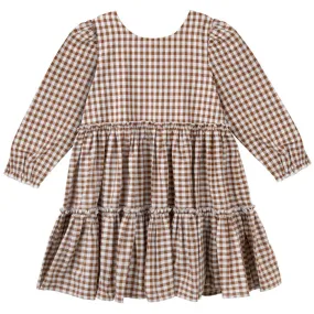 Gingham Tiered L/S Dress